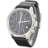 Calvin Klein Masculine Chronograph Black Dial Black Leather Strap Watch for Men - K2H27102