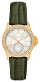 Michael Kors Mini Everest Crystals White Dial Green Leather Strap Watch for Women - MK4720