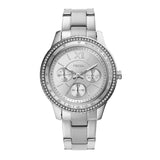 Fossil Stella Sport Multifunction Silver Dial Silver Steel Strap Watch for Women - ES5108