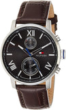 Tommy Hilfiger Alden Quartz Black Dial Brown Leather Strap Watch for Men - 1791309