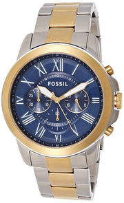 Fossil Grant Chronograph Blue Dial Two Tone Steel Strap Watch for Men - FS5024
