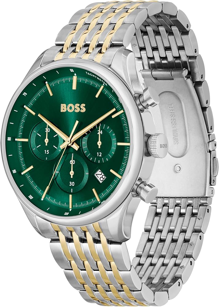 1514217 Boss herenhorloge Hero 43 mm stalen band groen chrono 1514217 Boss herenhorloge Hero 43 mm stalen band groen chrono