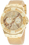 Guess Limelight Quartz Gold Dial  Gold Leather Strap Watch For Women - W0775L13