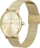 Armani Exchange Lola Analog Gold Dial Gold Mesh Strap Watch For Women - AX5536