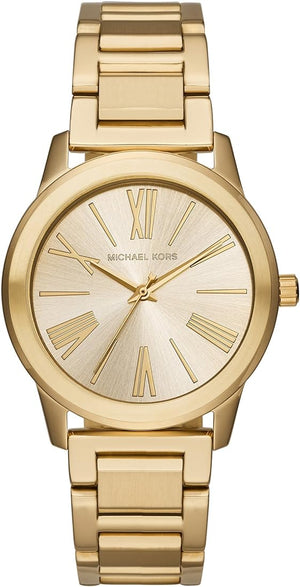 Michael Kors Hartman Quartz Gold Dial Gold Steel Strap Watch For Women - MK3490