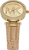 Michael Kors Parker Three-Hand Gold Dial Brown Leather Strap Watch For Women - MK4725