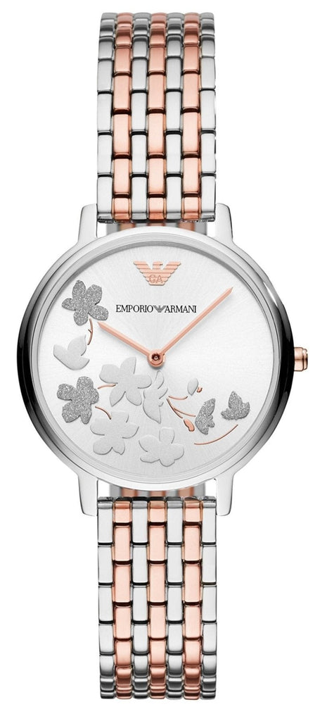 Emporio Armani Silver Sunray Dial Two Tone Steel Strap Watch  display picture 1