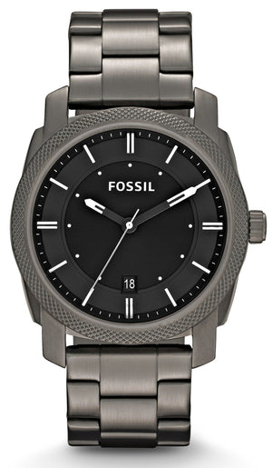 Fossil Machine Chronograph Black Dial Grey Steel Strap Watch for Men - FS4774