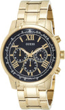 Guess Horizon Chronograph Black Dial Gold Steel Strap Watch For Men - W0379G4