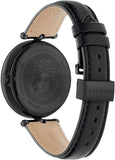 Versace Palazzo Empire Black Dial Black Leather Strap Watch for Women - VCO050017