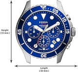 Fossil FB-03 Chronograph Blue Dial Silver Steel Strap Watch for Men - FS5724