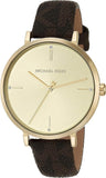 Michael Kors Jayne Three Hand Gold Dial Brown Leather Strap Watch For Women - MK7129