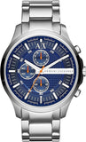 Armani Exchange Hampton Chronograph Blue Dial Silver Steel Strap Watch For Men - AX2155