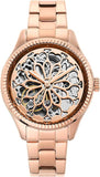 Fossil Rye Automatic Skeleton Rose Gold Dial Rose Gold Steel Strap Watch for Women - BQ3754