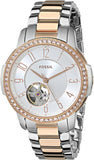 Fossil Architect Automatic Silver Dial Two Tone Steel Strap Watch for Women - ME3058