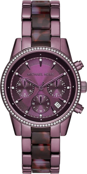 Michael Kors Ritz Chronograph Purple Dial Purple Steel Strap Watch For Women - MK6720