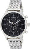 Hugo Boss Companion Black Dial Silver Steel Strap Watch for Men - 1513652