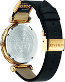 Versace Palazzo Empire Greca Black Dial Black Leather Strap Watch for Women - VEDV00119