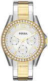 Fossil Riley White Dial Two Tone Steel Strap Watch for Women - ES3204