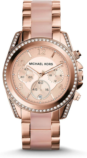 Michael Kors Blair Chronograph Rose Gold Dial Two Tone Steel Strap Watch for Women - MK5943