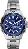 Fossil Garrett Chronograph Blue Dial Silver Steel Strap Watch for Men - FS5623