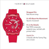 Tommy Hilfiger Denim Quartz Red Dial Red Rubber Strap Watch for Men - 1791480