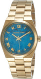 Michael Kors Channing Turquoise Dial Gold Steel Strap Watch For Women - MK5894