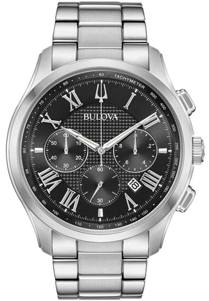 Bulova Classic Collection Black Dial Silver Steel Strap Watch for Men - 96K107