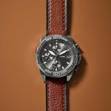 Fossil Bronson Chronograph Grey Dial Brown Leather Strap Watch for Men - FS5855