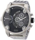 Diesel Little Daddy Chronograph Black Dial Silver Steel Strap Watch For Men - DZ7259