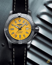 Breitling Avenger Automatic 45 Seawolf Yellow Dial Black Nylon Strap Watch for Men - A17319101I1X1