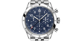 Breitling Super Avi B04 Chronograph GMT 46 Tribute to Vought F4U Corsair Blue Dial Silver Steel Strap Watch for Men - AB04451A1C1A1