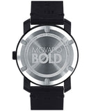 Movado Bold TR90 Black Dial Black Leather Strap Watch For Men - 3600307