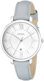 Fossil Jacqueline White Dial Light Blue Leather Strap Watch for Women - ES3821