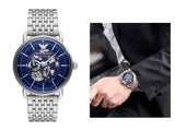 Emporio Armani Aviator Multifunction Blue Dial Silver Mesh Bracelet Watch For Men - AR60024