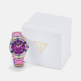 Guess Fusion Chronograph Purple Dial Purple Steel Strap Watch for Women - GW0552L4