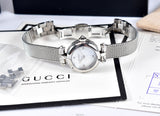 Gucci Diamantissima Diamonds Mother of Pearl Dial Silver Mesh Bracelet Watch for Women - YA141512