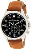 Michael Kors Gage Chronograph Quartz Black Dial Brown Leather Strap Watch For Men - MK8333