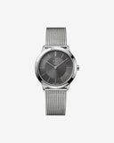 Calvin Klein Minimal Grey Dial Silver Mesh Bracelet Watch for Men - K3M22124