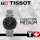 Tissot T Classic Everytime Quartz Black Dial Silver Steel Strap Watch for Men - T109.410.11.072.00