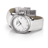 Tissot Couturier Jam Tangan Wanita Tali Kulit Putih Dial Perak untuk Wanita - T035.210.16.011.00