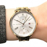 Tommy Hilfiger Jenna Quartz White Dial Gold Steel Strap Watch for Women - 1782069