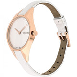 Calvin Klein Rebel White Grey Dial White Leather Strap Watch for Women - K8P236L6