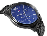 Tommy Hilfiger Damon Quartz Chronograph Blue Dial Black Steel Strap Watch for Men - 1791454