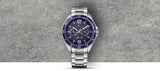 Tommy Hilfiger Erik Chronograph Blue Dial Silver Steel Strap Watch for Men - 1791366