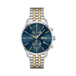 Hugo Boss Associate Chronograph Blue Dial Two Tone Steel Strap Watch for Men - 1513976
