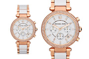 Michael Kors Parker White Dial Two Tone Steel Strap Watch for Women - MK5774