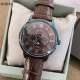 Guess Delancy Analog Brown Dial Brown Leather Strap Watch For Men - W0870G3