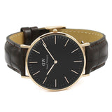 Daniel Wellington Classic York Black Dial Brown Leather Strap Watch For Men - DW00100128