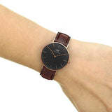 Daniel Wellington Classic Bristol Black Dial Brown Leather Strap Watch for Men - DW00100137